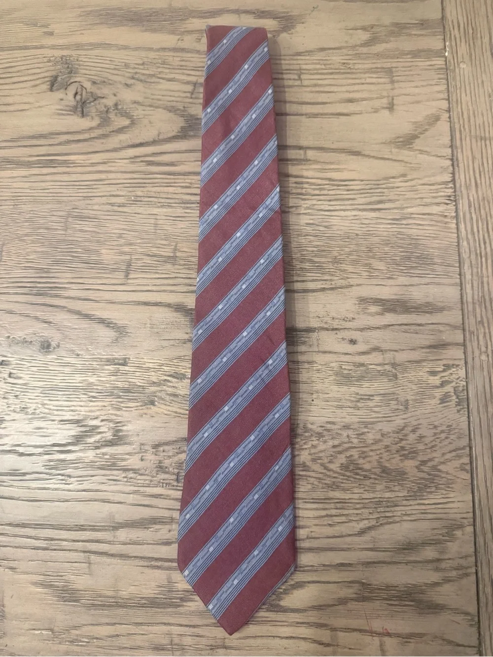 Vintage Dior Men's Diagonal Stripe Tie in Red and Gray